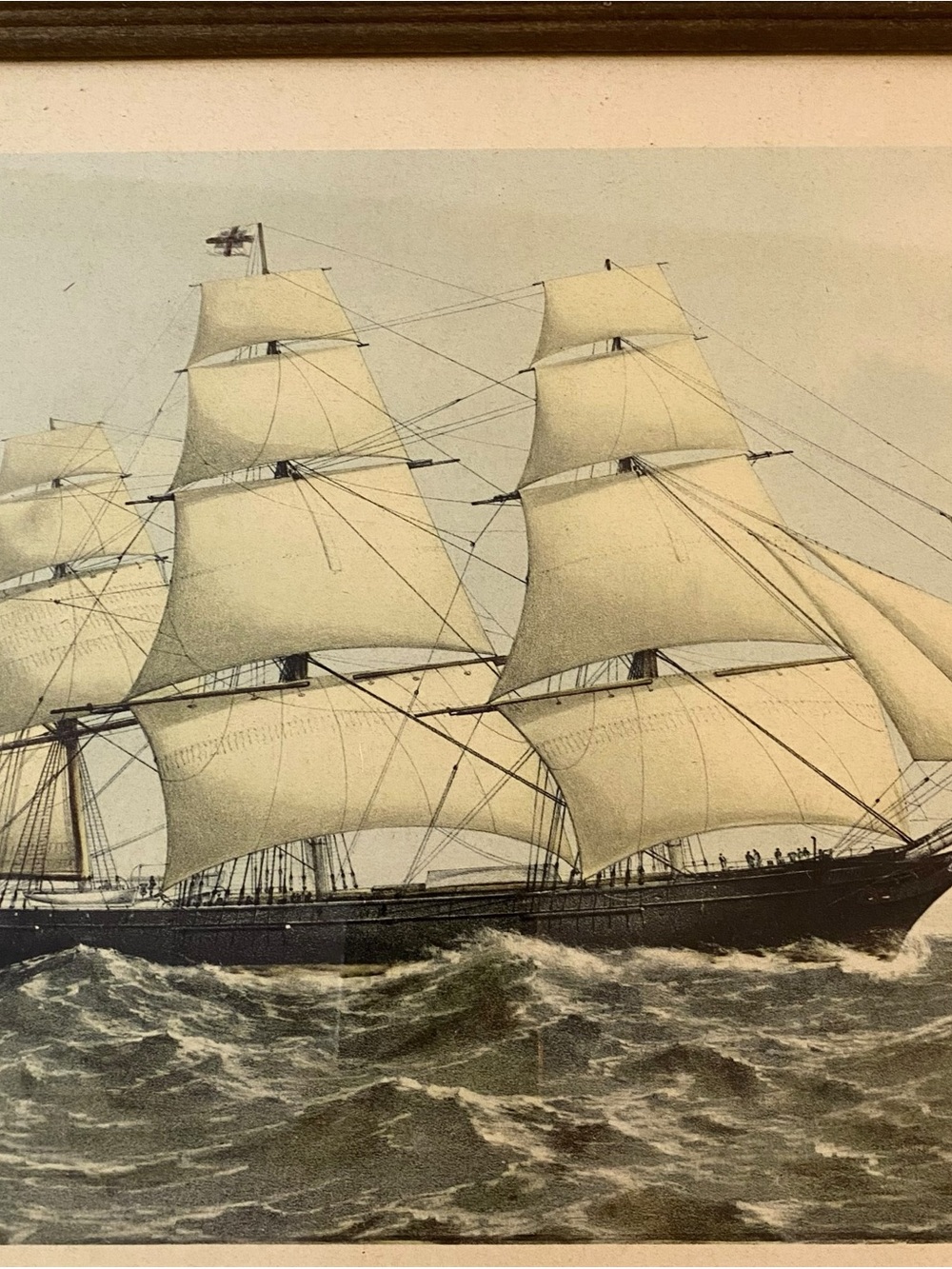Vintage The Clipper Ship High Flyer Lithograph Framed Print Nautical - Picture 4 of 8